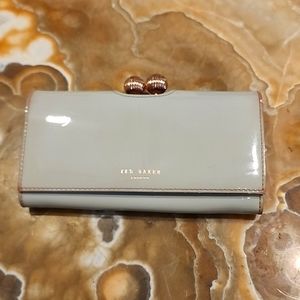 TED BAKER Bobble Matinee Grey Patent Leather Wallet Clutch